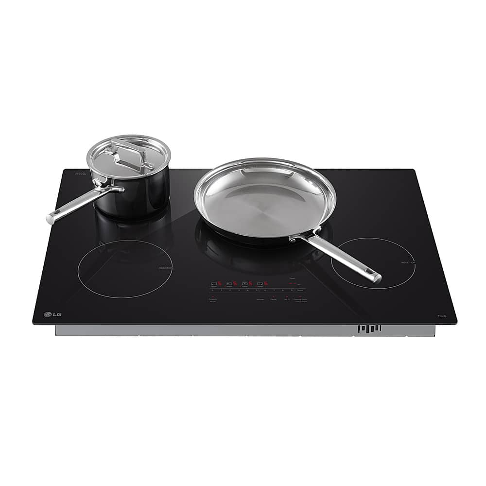 Alt View 15. LG - 30" Built-in Electric Induction Cooktop with 4 Elements and UltraHeat 4.3kW Power Element - Black Ceramic.