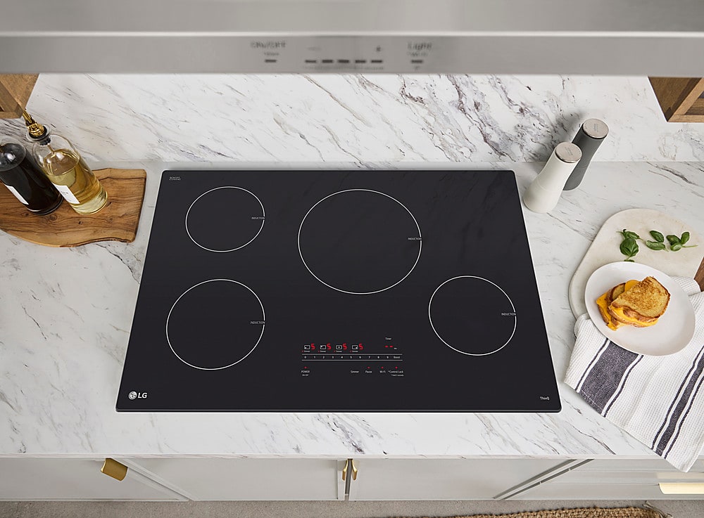 Alt View 17. LG - 30" Built-in Electric Induction Cooktop with 4 Elements and UltraHeat 4.3kW Power Element - Black Ceramic.