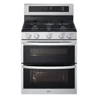 LG - 6.9 Cu. Ft. Freestanding Double Oven Gas True Convection Smart Range with EasyClean and Air Fry - Stainless Steel - Front_Zoom