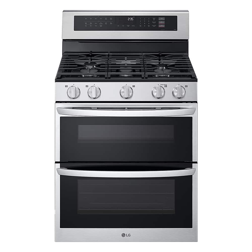 Alt View 2. LG - 6.9 Cu. Ft. Freestanding Double Oven Gas True Convection Smart Range with EasyClean and Air Fry - Stainless Steel.