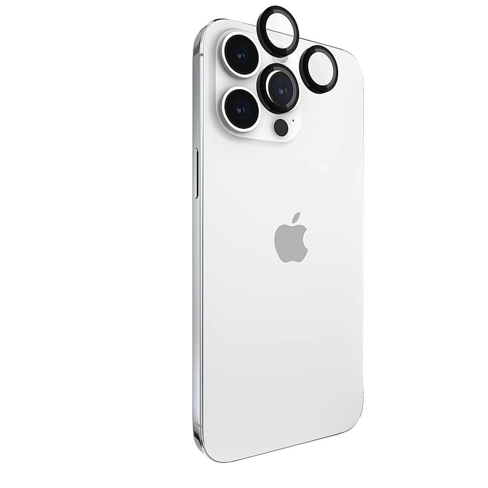 Left View: Case-Mate - Aluminum Ring Lens Protectors for Apple iPhone 15 Pro and Pro Max - Black