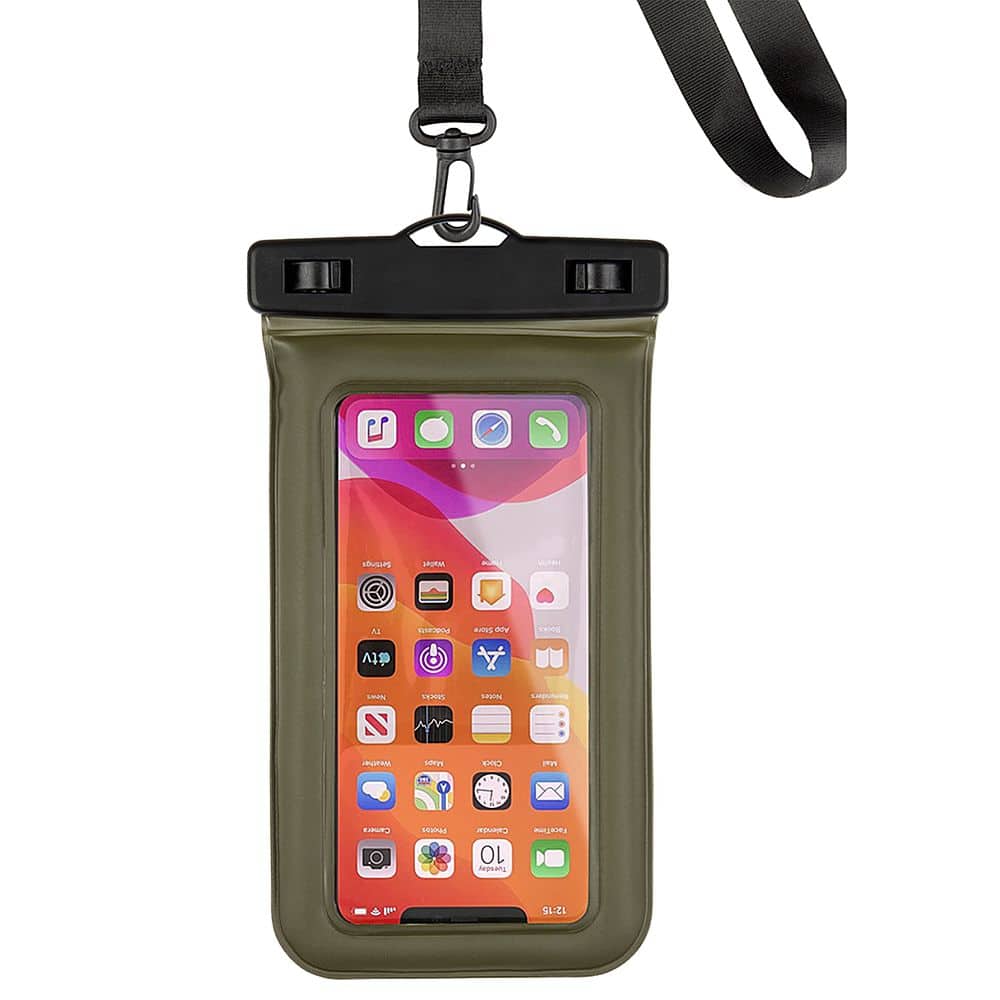 Angle. Pelican - Waterproof Floating Phone Pouch for Most Cell Phones - Olive Green.