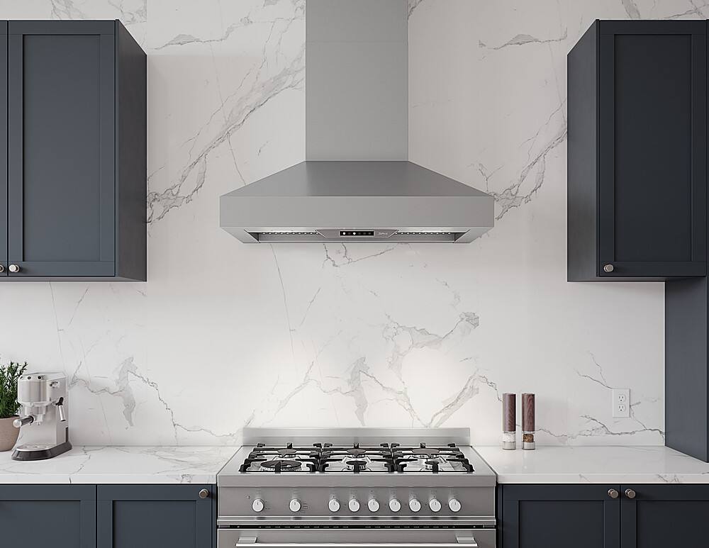 Alt View 11. Zephyr - Podesta 36 in. 600 CFM Wall Mount Range Hood with LED Lights - Stainless Steel.