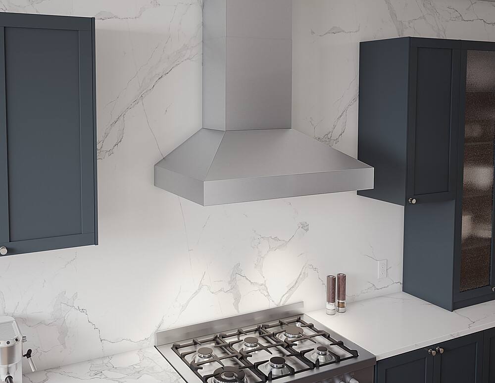 Alt View 14. Zephyr - Podesta 36 in. 600 CFM Wall Mount Range Hood with LED Lights - Stainless Steel.