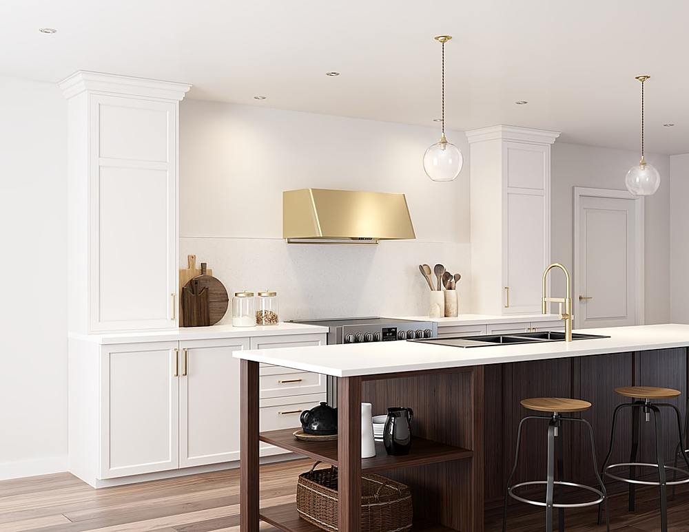 Zephyr 48 inches Externally Vented Shell Range Hood Satin Gold DME