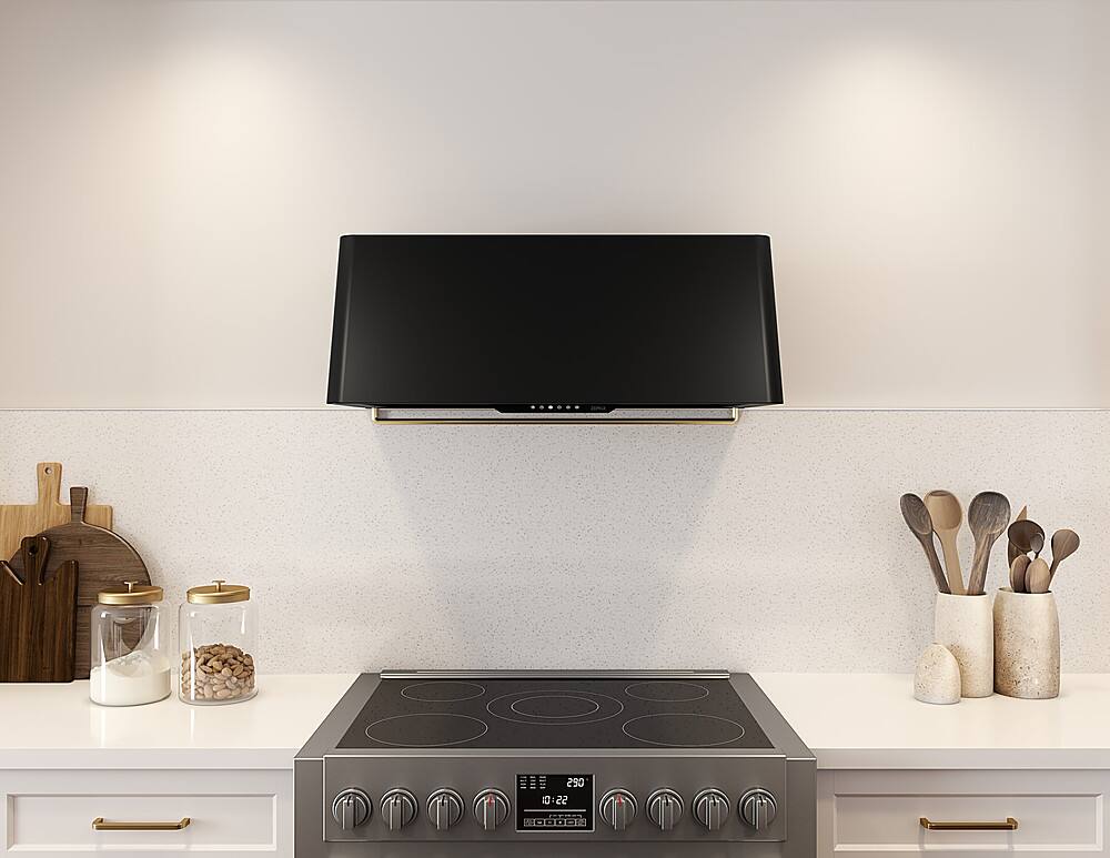 Alt View 11. Zephyr - Mesa 48 in. Shell Only Wall Mount Range Hood with LED Lights - Matte Black.