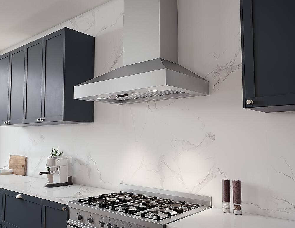 Alt View 12. Zephyr - Podesta 30 in. 600 CFM Wall Mount Range Hood with LED Lights - Stainless Steel.