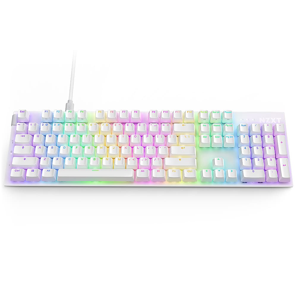 Nzxt Function 2 Full Size Wired Optical Gaming Keyboard White Kb-001nw 