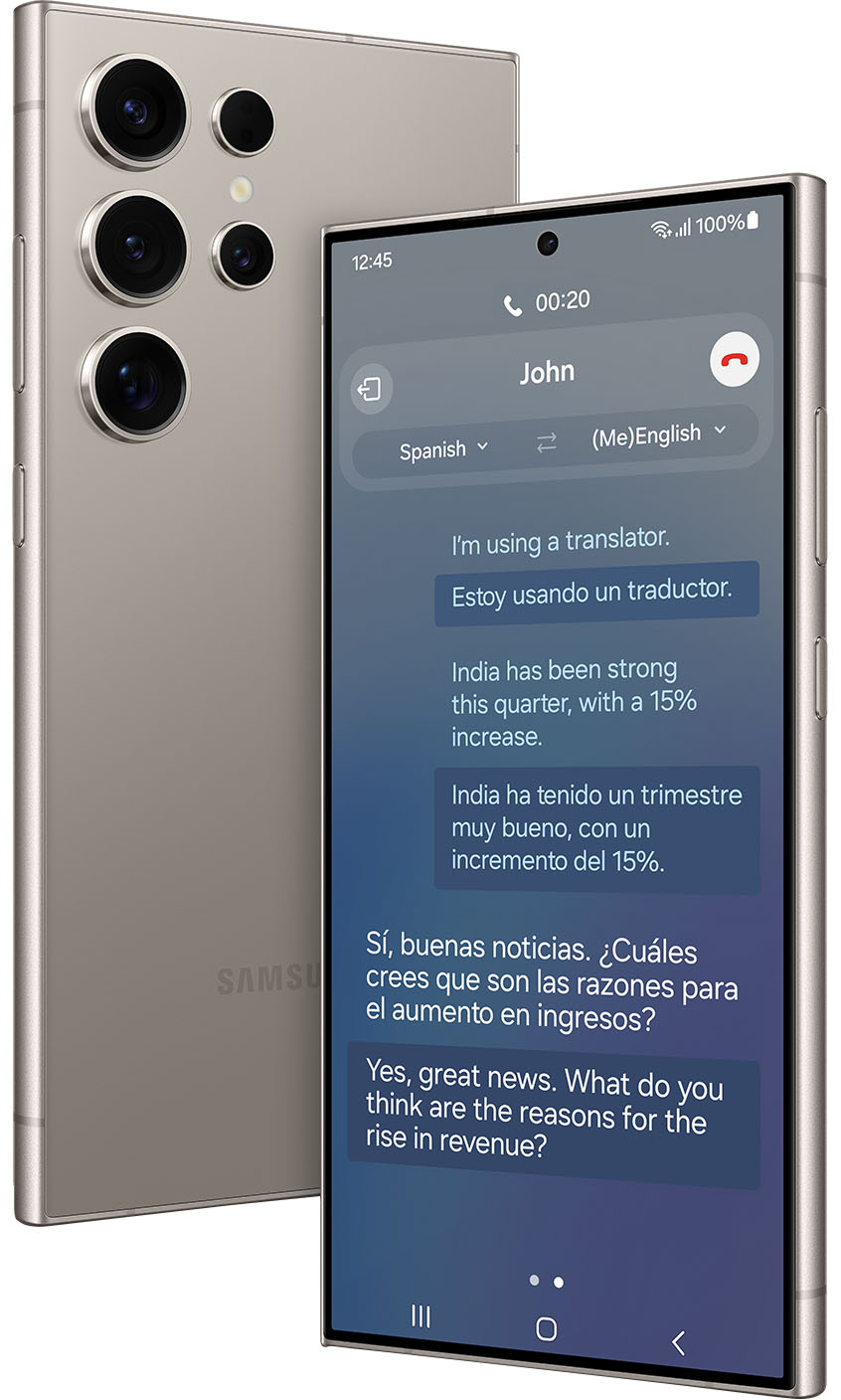 Alt View 15. Samsung - Geek Squad Certified Refurbished Galaxy S24 Ultra 256GB - Titanium Gray.