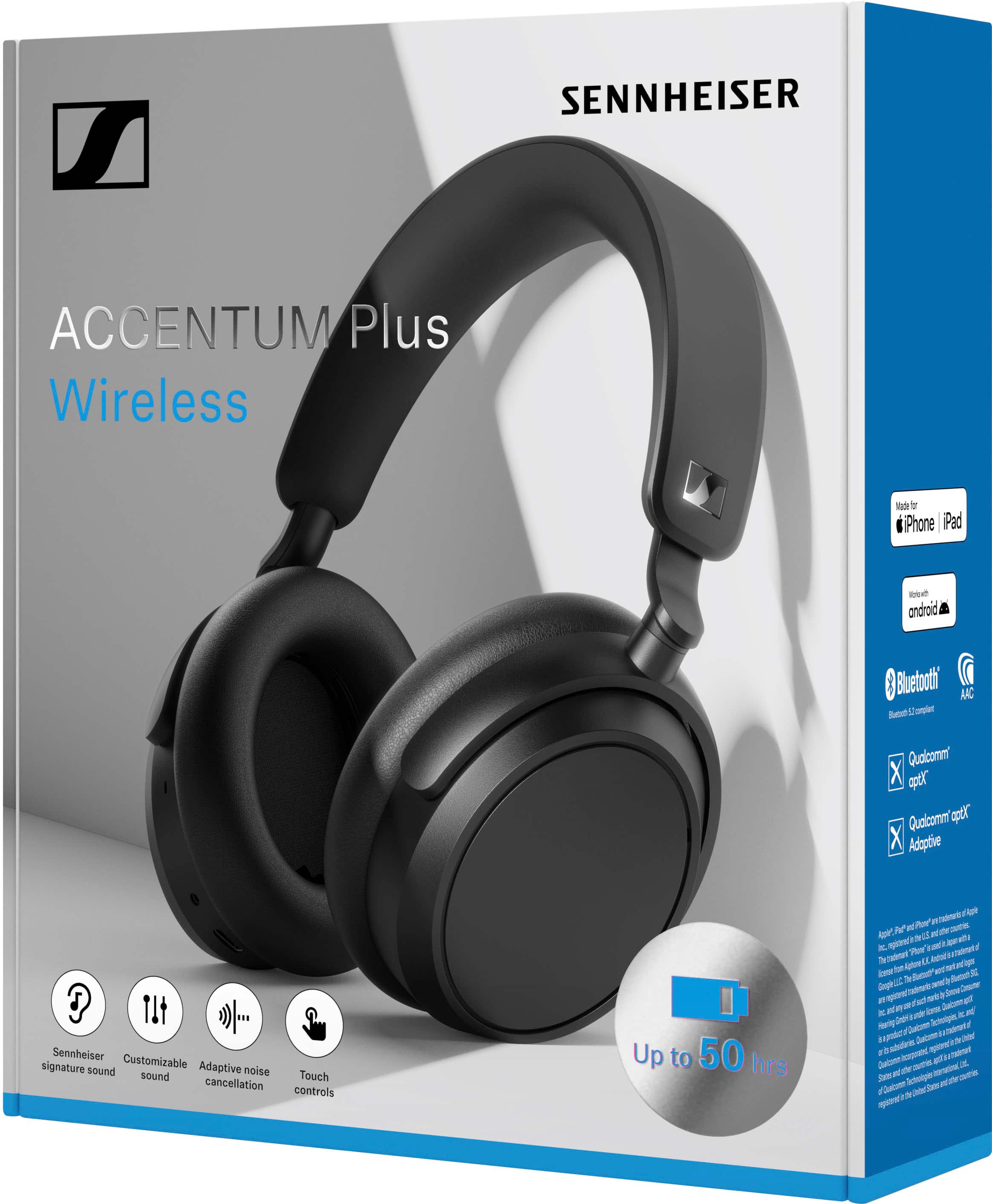 Alt View 13. Sennheiser - Sennheiser ACCENTUM Plus Wireless Bluetooth Headphones, Adaptive Hybrid ANC, Smart Adaptive Features. - Black.
