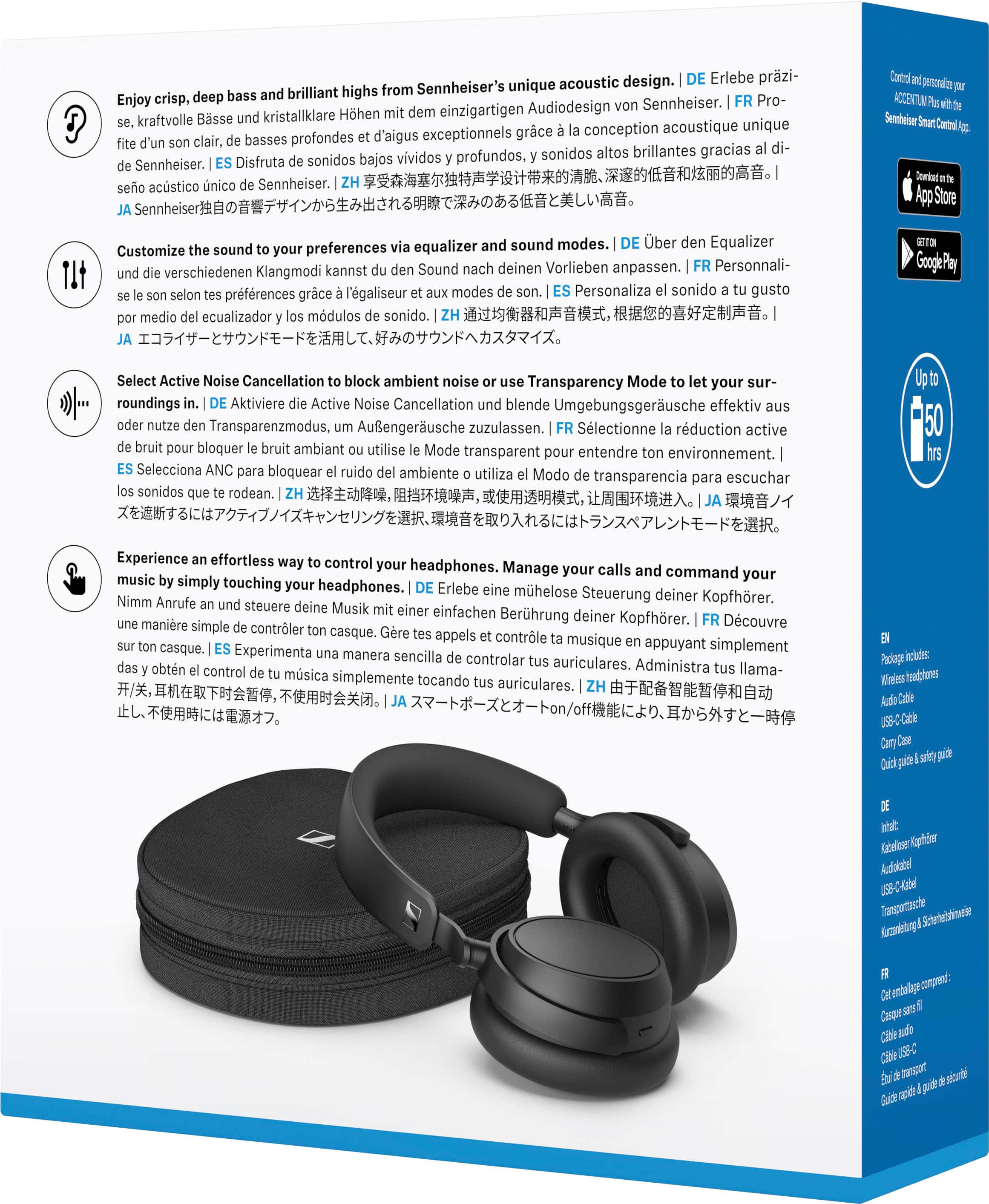 Alt View 14. Sennheiser - Sennheiser ACCENTUM Plus Wireless Bluetooth Headphones, Adaptive Hybrid ANC, Smart Adaptive Features. - Black.