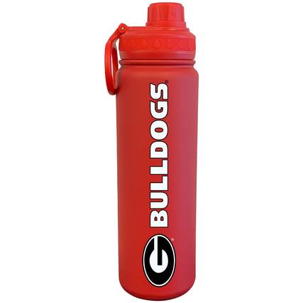 Front. The Fanatic Group - Red Georgia Bulldogs 24oz. Logo Stainless Sport Bottle - Red.