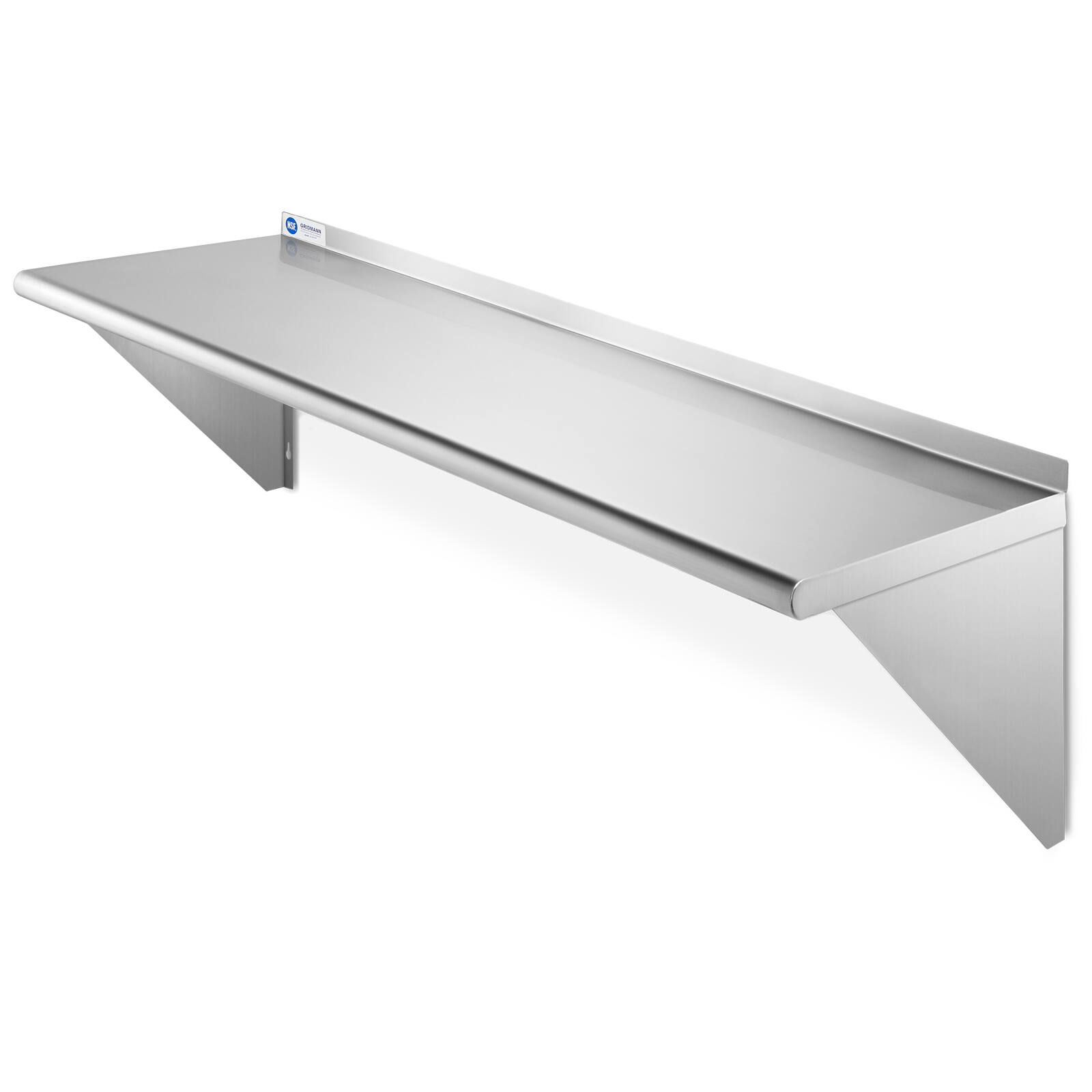 Front. GRIDMANN - 16 Gauge NSF 48 x 12-in Stainless Steel Shelf - Silver.