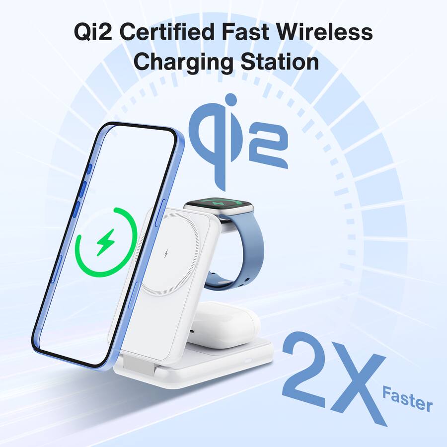 High Speed Wareless iVANKY 3 in 1 Foldable High Speed Wireless Charging Station MagSafe ...