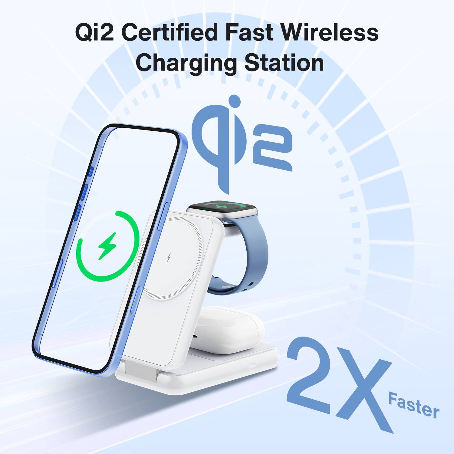 Qi2 Certified Fast Wireless Charging Station 2X Faster