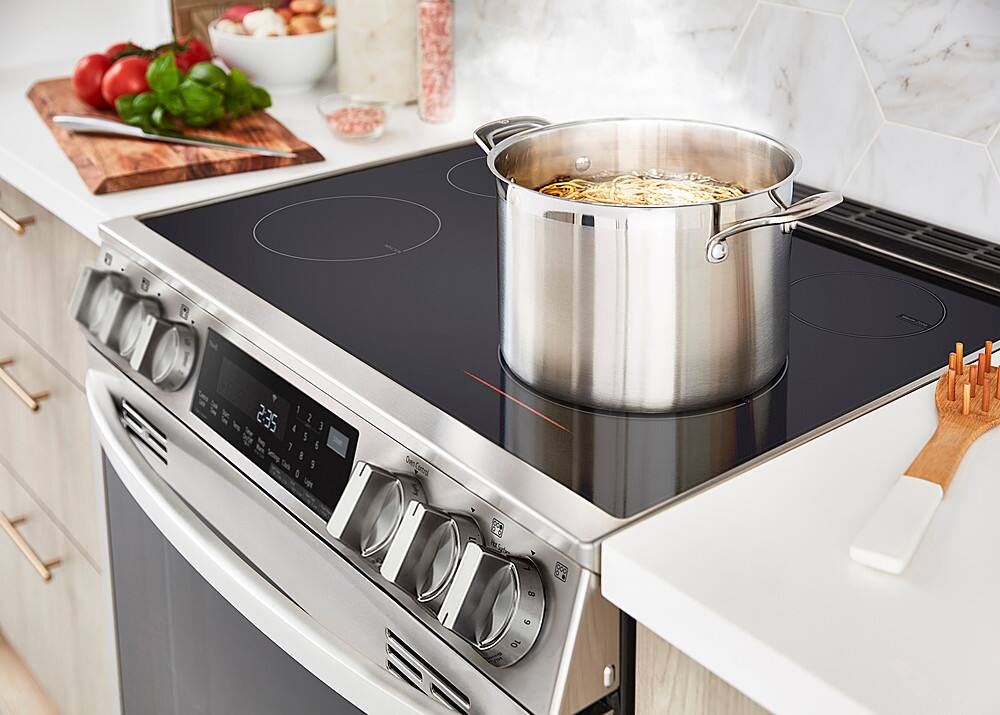 Alt View 30. LG - 6.3 Cu. Ft. Slide-In Electric Induction True Convection Range with EasyClean and Air Fry - PrintProof Stainless Steel.