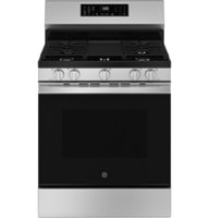 GE - 5.3 Cu. Ft. Freestanding Gas Convection Range with Steam Cleaning and EasyWash Oven Tray - Stainless Steel - Front_Zoom
