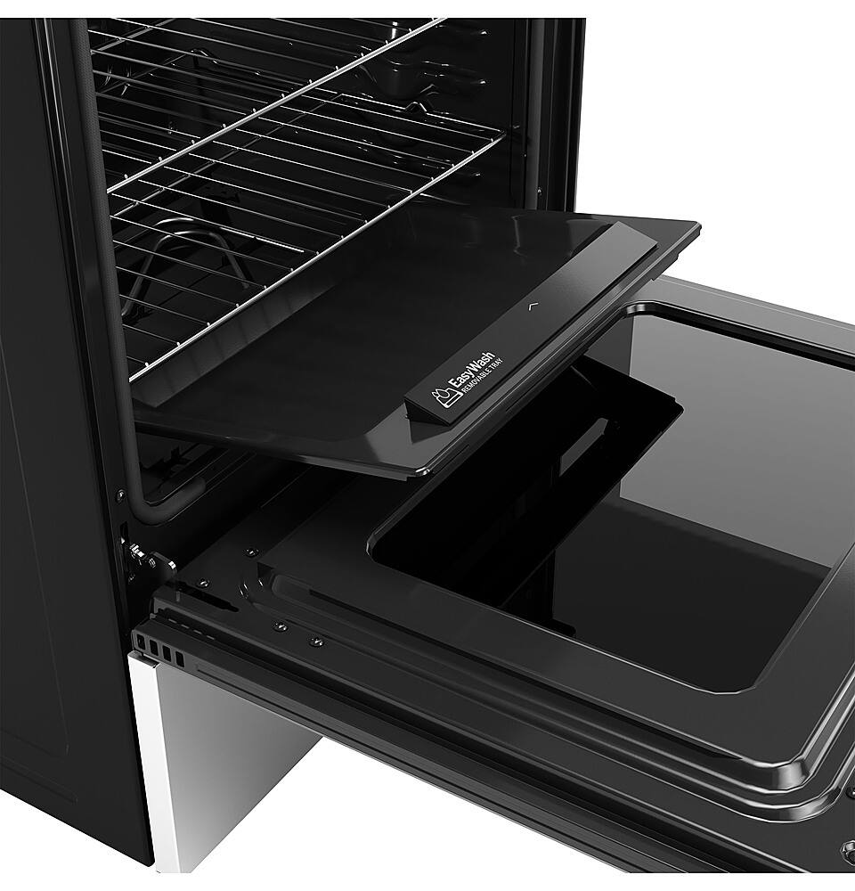 Alt View 17. GE - 5.3 Cu. Ft. Freestanding Electric Convection Range with Steam Cleaning and EasyWash Tray - Stainless Steel.