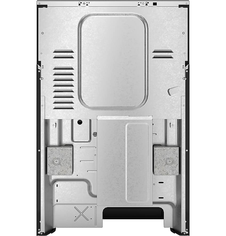 Left. GE - 5.3 Cu. Ft. Freestanding Electric Convection Range with Steam Cleaning and EasyWash Tray - Stainless Steel.