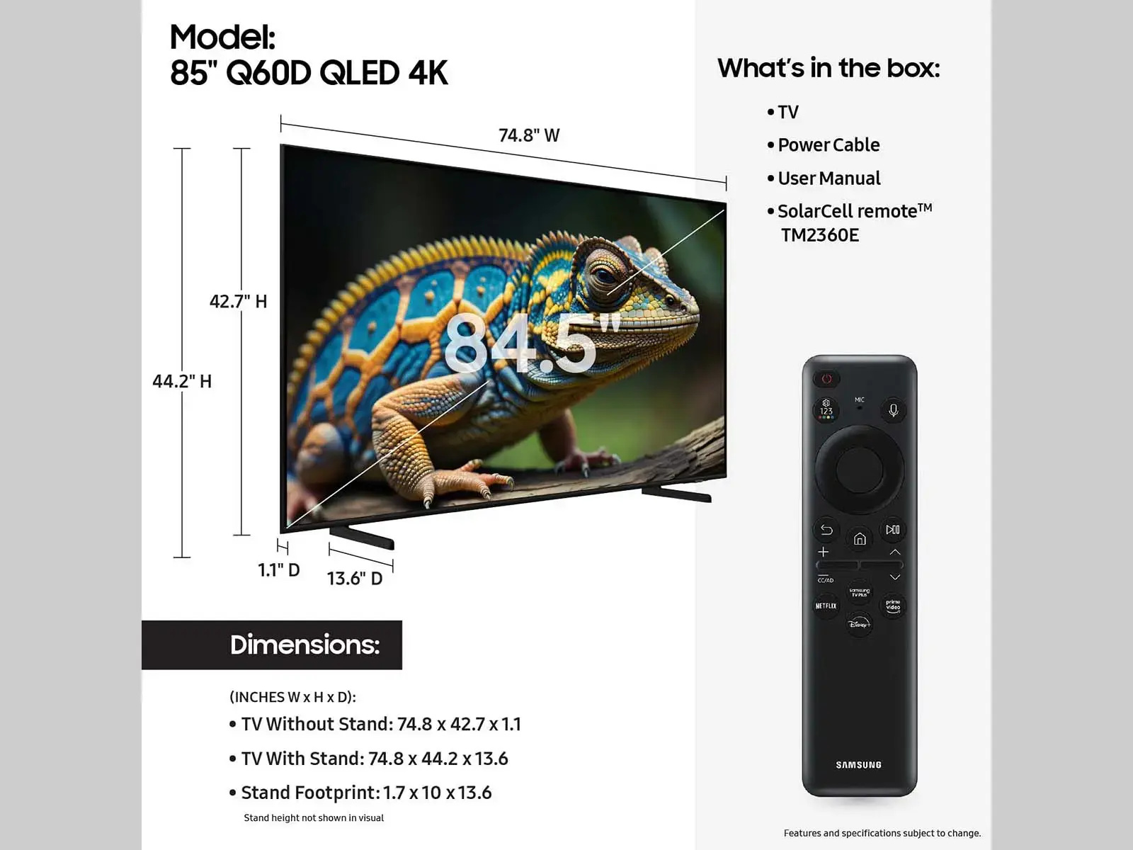 Samsung 65” Class Q60D Series QLED 4K Smart Tizen TV (2024