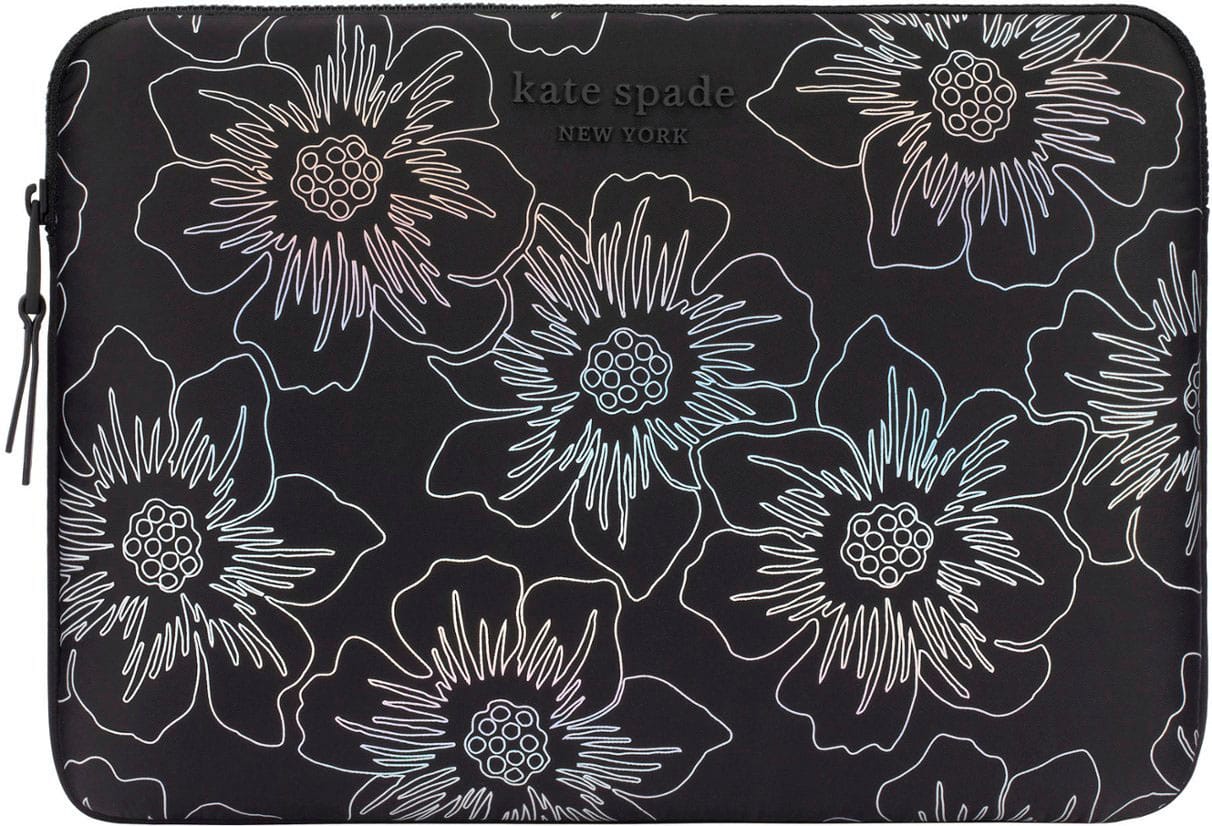 Front. kate spade new york - Puffer Sleeve for up to 14" Laptop - Hollyhock Iridescent Black.