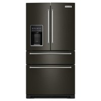 KitchenAid - 26 cu. ft. French Door Refrigerator with Ice and Water Dispenser - Black Stainless Steel - Front_Zoom