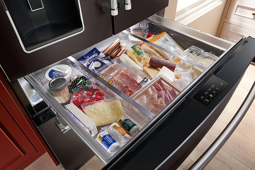 Alt View 12. KitchenAid - 26 cu. ft. French Door Refrigerator with Ice and Water Dispenser - Black Stainless Finish.