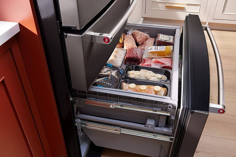 Alt View 13. KitchenAid - 26 cu. ft. French Door Refrigerator with Ice and Water Dispenser - Black Stainless Finish.