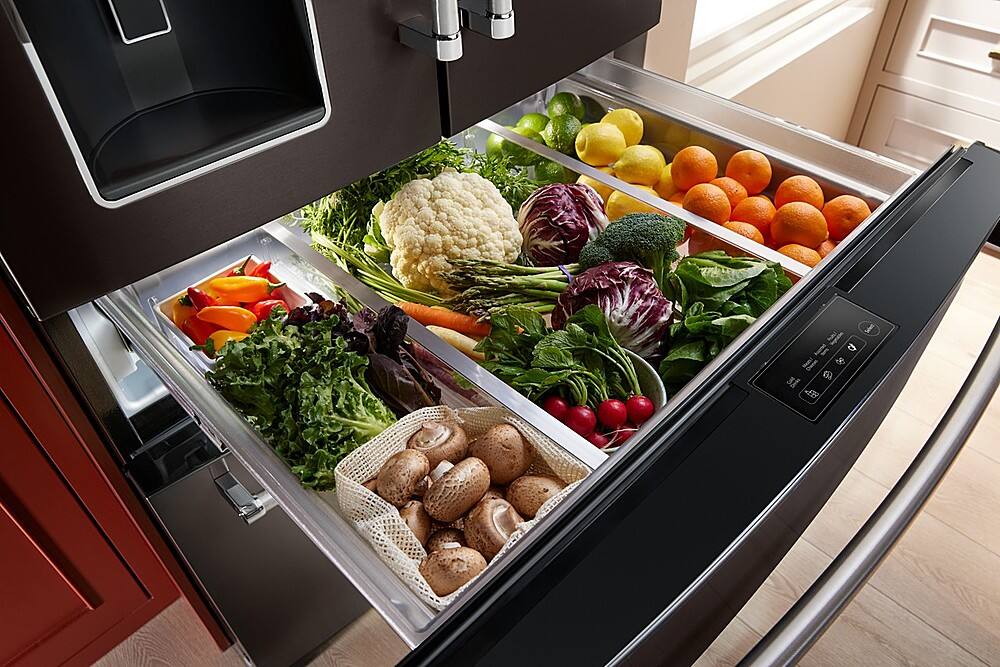 Alt View 14. KitchenAid - 26 cu. ft. French Door Refrigerator with Ice and Water Dispenser - Black Stainless Finish.