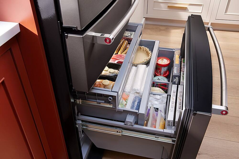 Alt View 15. KitchenAid - 26 cu. ft. French Door Refrigerator with Ice and Water Dispenser - Black Stainless Finish.