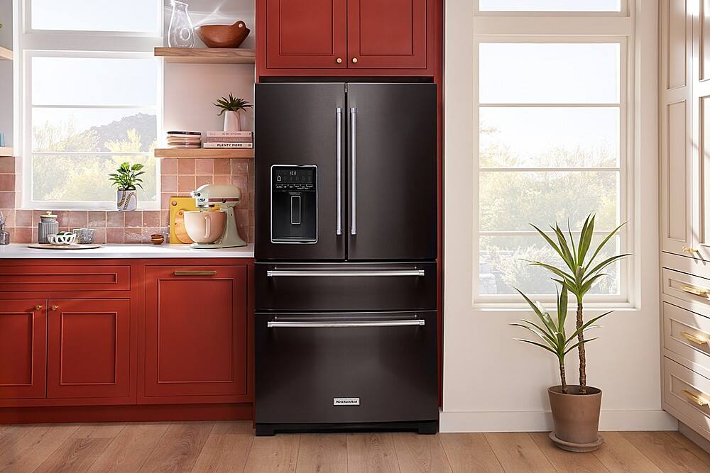 Alt View 19. KitchenAid - 26 cu. ft. French Door Refrigerator with Ice and Water Dispenser - Black Stainless Finish.