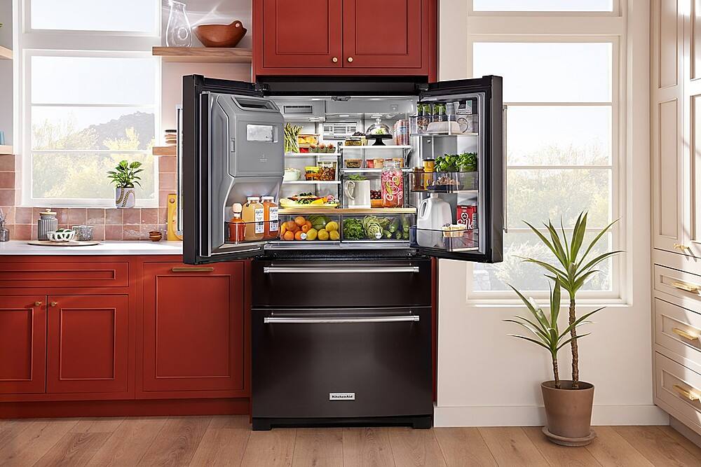 Alt View 20. KitchenAid - 26 cu. ft. French Door Refrigerator with Ice and Water Dispenser - Black Stainless Finish.
