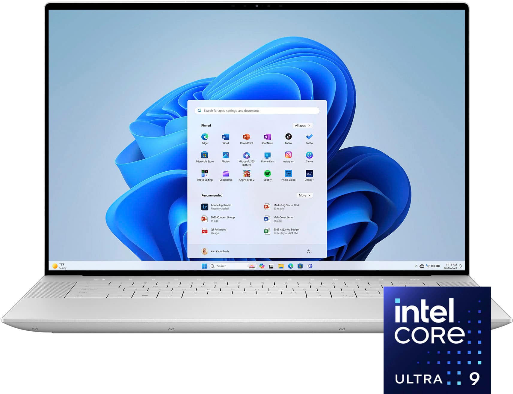 Dell - XPS - 16.3" 4K OLED Touchscreen Laptop - Intel Core Ultra 9 185H - 32GB Memory - NVIDIA GeForce RTX 4060 - 1TB Storage - Platinum - Front_Zoom