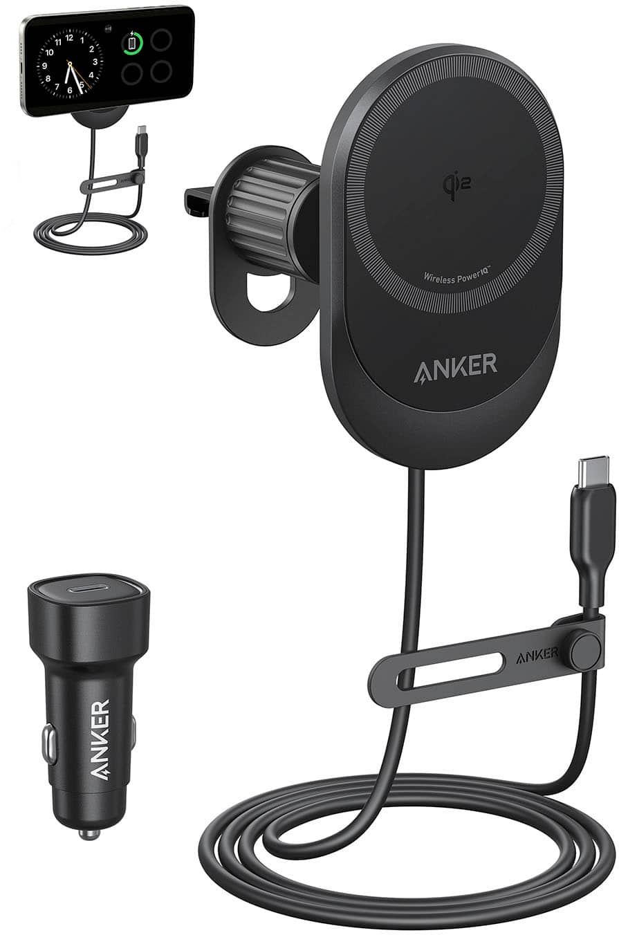 Anker - MagGo Wireless Car Charger (Qi 2.0, 15W) - Black - Front_Zoom