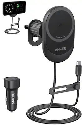 Anker - MagGo Wireless Car Charger (Qi 2.0, 15W) - Black
