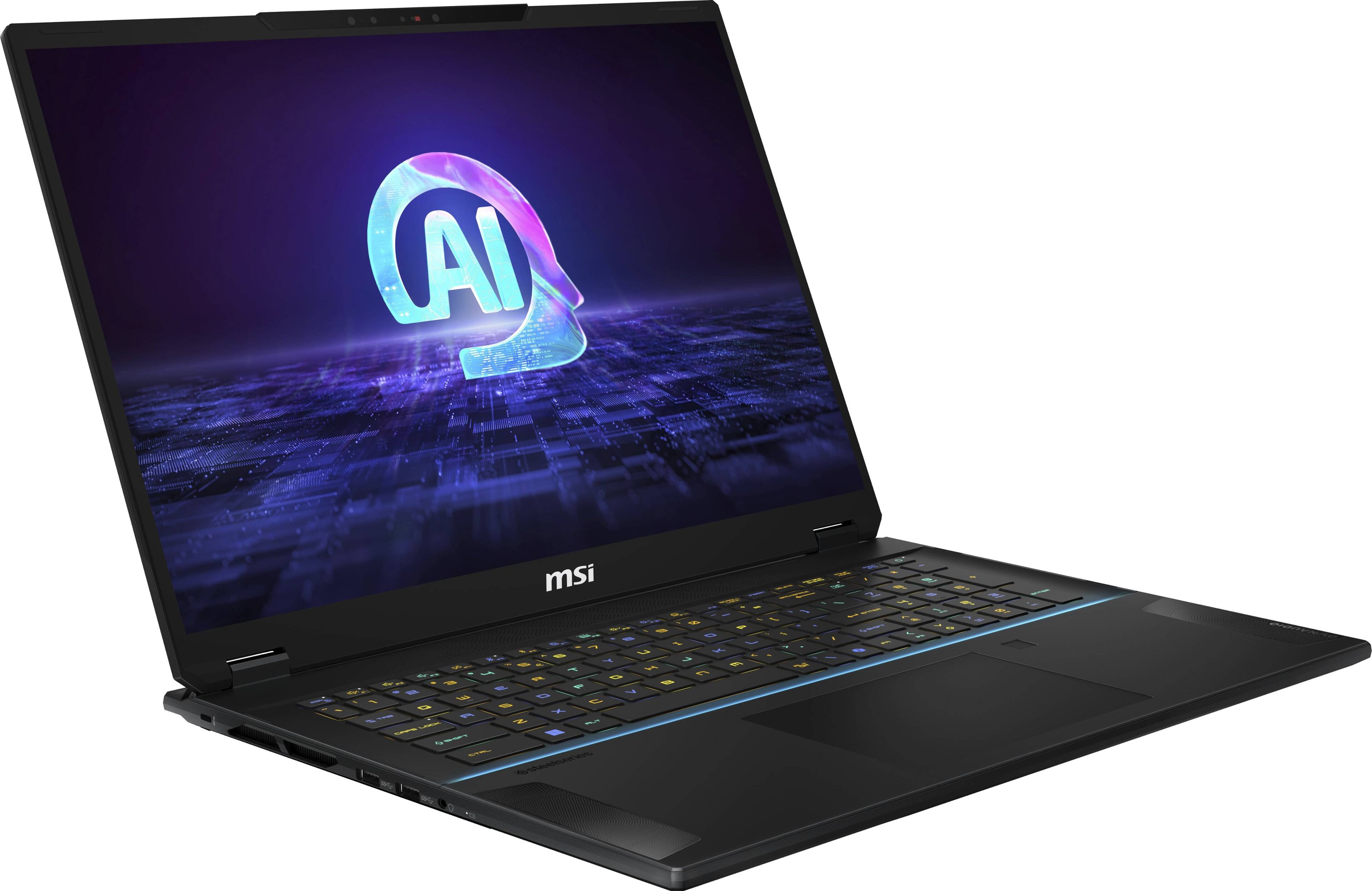 Angle. MSI - Stealth 18 AI 18" 120Hz UHD+ Ultra Thin Gaming Laptop-Intel Core Ultra9-185H with 32GB Memory-RTX 4080-1TB SSD - Star Blue.