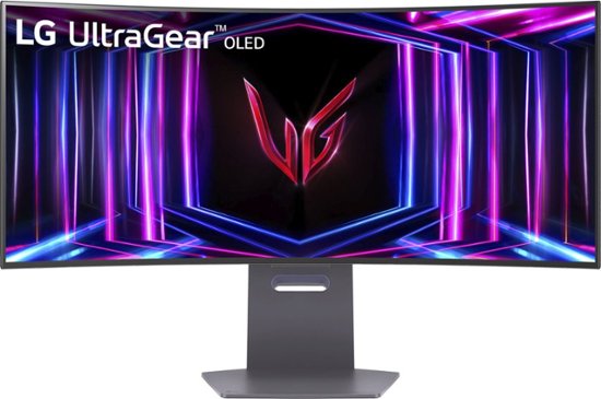 Front. LG - LG UltraGear 34" OLED Curved WQHD 240Hz 0.03ms FreeSync and NVIDIA G-SYNC Compatible Gaming Monitor with HDR400 - Black.