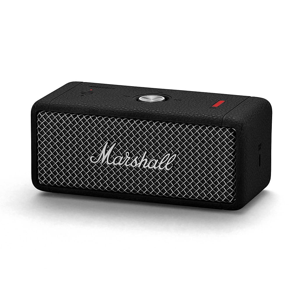 Angle. Marshall - Emberton II Portable Bluetooth Speaker with Rugged Waterproof / Dust-proof Wireless Design - Black and Steel.