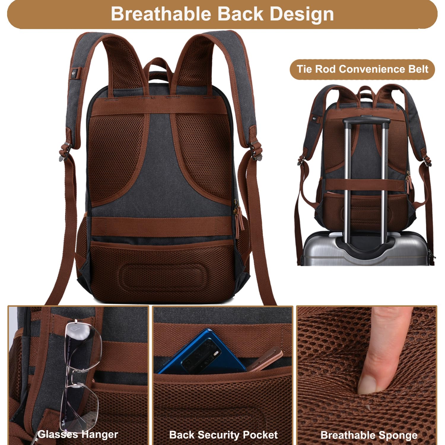 Alt View 1. Live At Space - Canvas Travel Laptop Backpack For Men Women  Business Work Rucksack College School Computer Bag Fits 15 6 Inch Notebook - Grey-17.3 Inch.