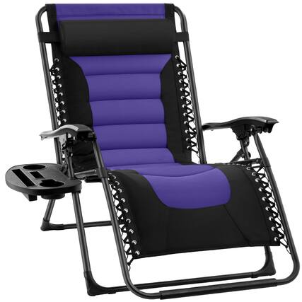 Front. Best Choice Products - Best Choice Products Oversized Padded Zero Gravity Chair, Folding Outdoor Patio Recliner w/ Side Tray - Black/Purple - Black/Purple.