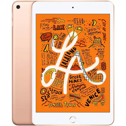 Front. Apple - Certified Refurbished 7.9-Inch iPad Mini (5th Generation) (2019) Wi-Fi + Cellular - 64GB - Gold.