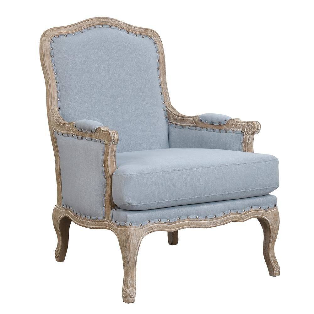 Alt View 4. FurniFact - Elegant Blue Accent Chair with Plush Cushions for Living Room Comfort - Light Blue.