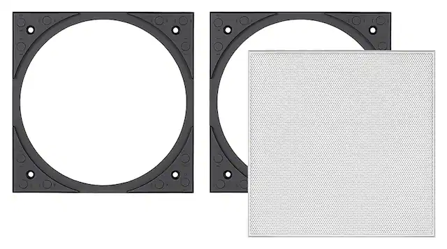 Front. Sonance - VX4SQ-T - Visual Experience Series 4" Small Square Adapter w/ Micro Trim Grille (2-Pack) - Paintable White.