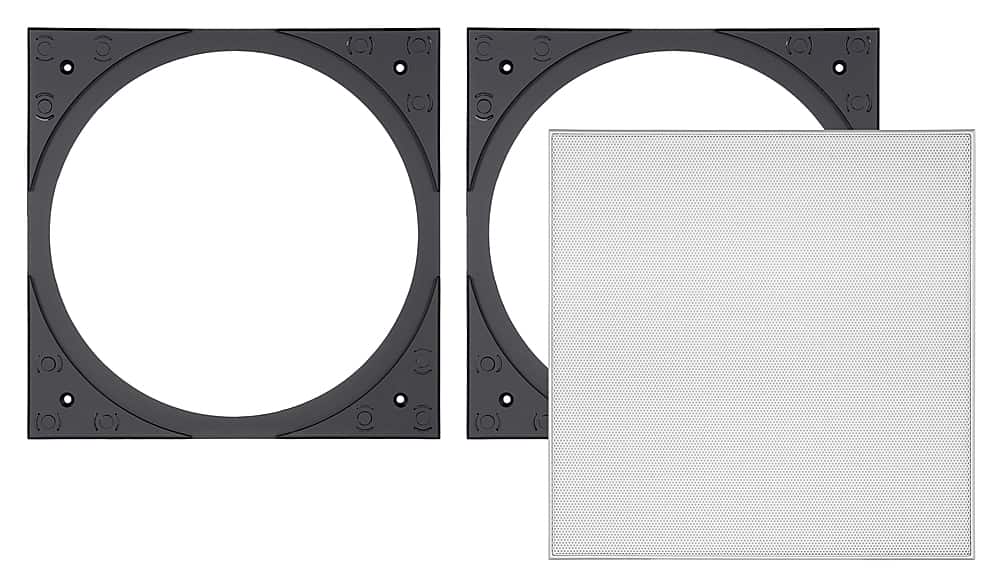 Front. Sonance - VX6SQ-T - Visual Experience Series 6" Medium Square Adapter w/ Micro Trim Grille (2-Pack) - Paintable White.