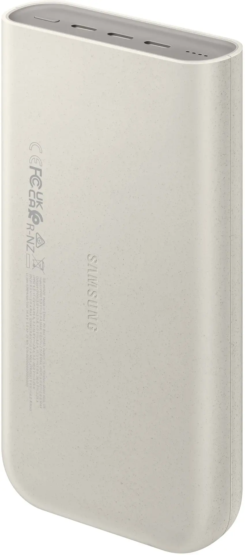 The image features a white Samsung phone charger. The charger is rectangular in shape and has a USB port on the side. The Samsung brand name is visible on the charger, indicating its origin and manufacturer. The charger is designed to be used with Samsung devices, providing a convenient and reliable charging solution for users.