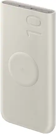 Front. Samsung - 25W 10,000mAh Wireless Battery Pack - Beige.