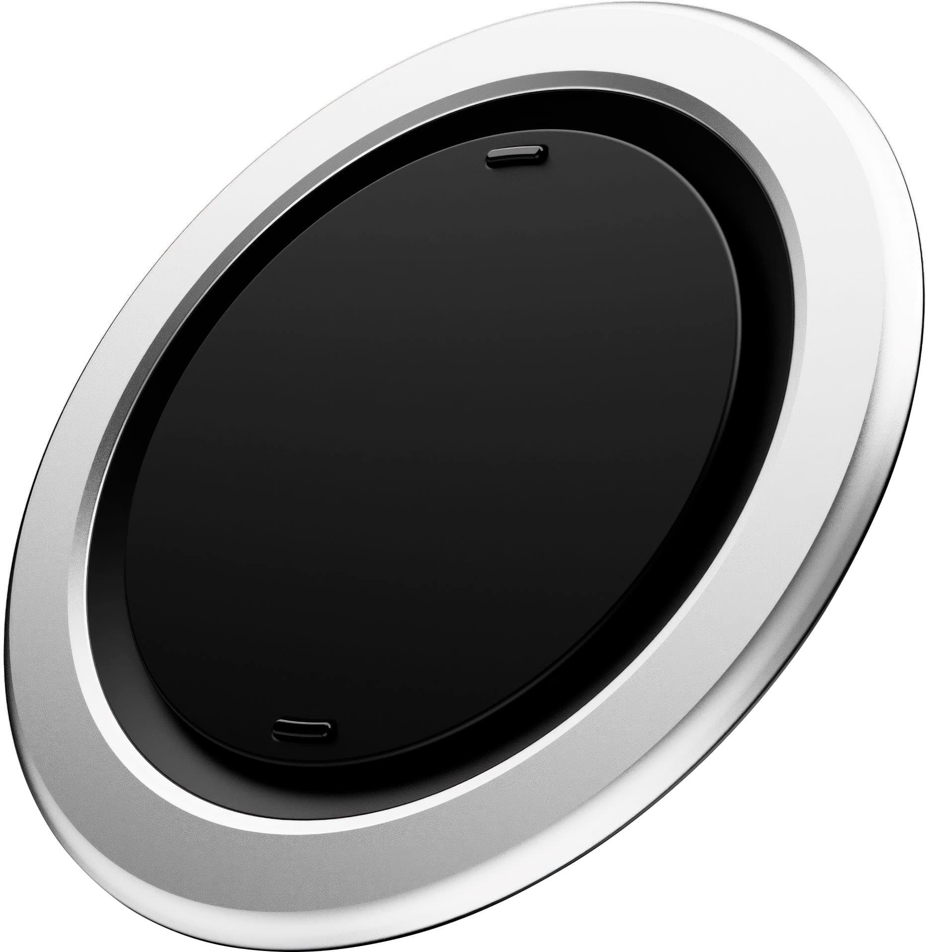 Angle. OhSnap - Snap 4 Luxe Magnetic Phone Grip - Ultra-Thin, Fits Any Phone, Supports MagSafe Charging - Pure Silver.