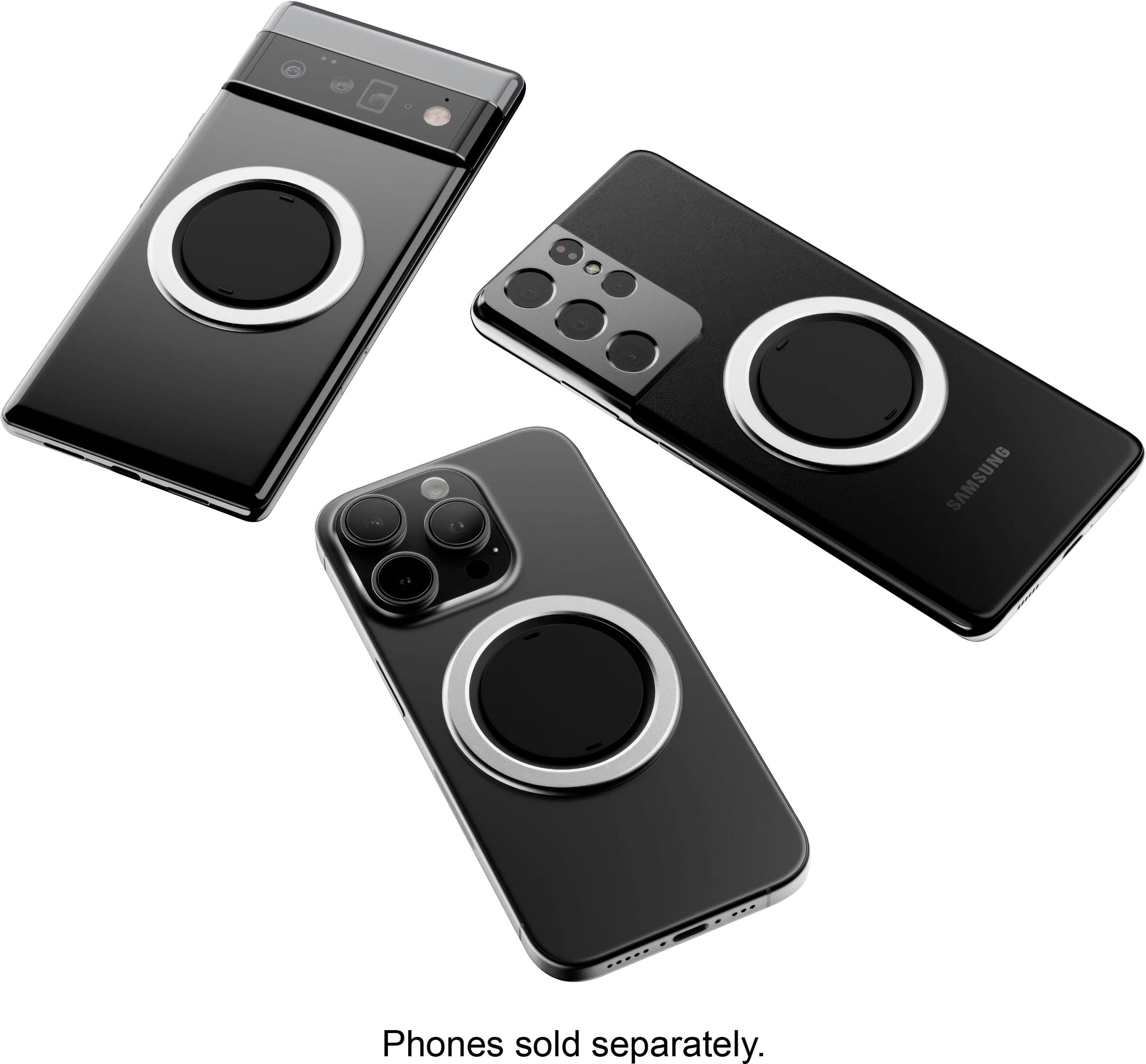 Alt View 15. OhSnap - Snap 4 Luxe Magnetic Phone Grip - Ultra-Thin, Fits Any Phone, Supports MagSafe Charging - Pure Silver.