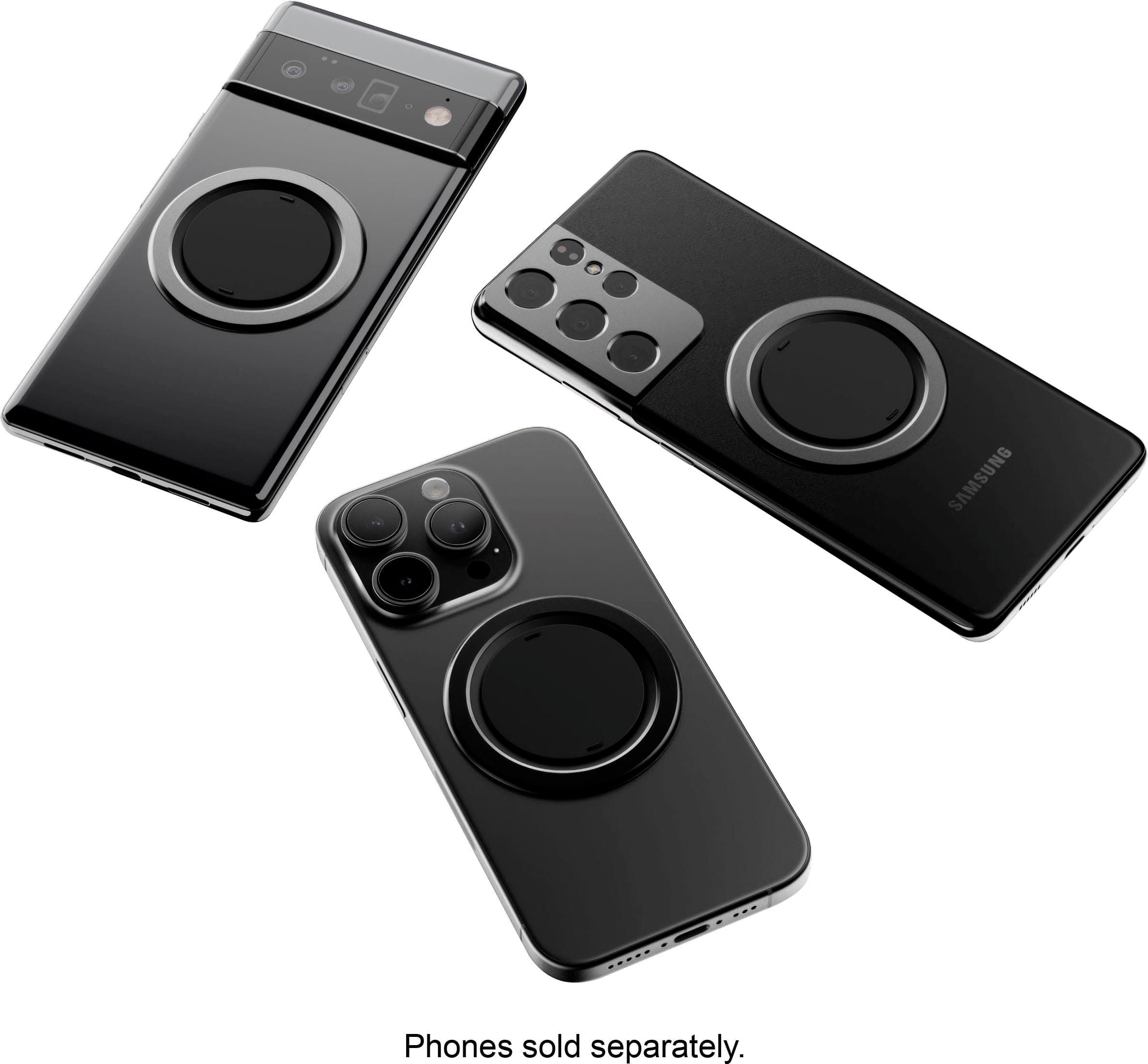 Alt View 16. OhSnap - Snap 4 Luxe Magnetic Phone Grip - Ultra-Thin, Fits Any Phone, Supports MagSafe Charging - Obsidian Black.