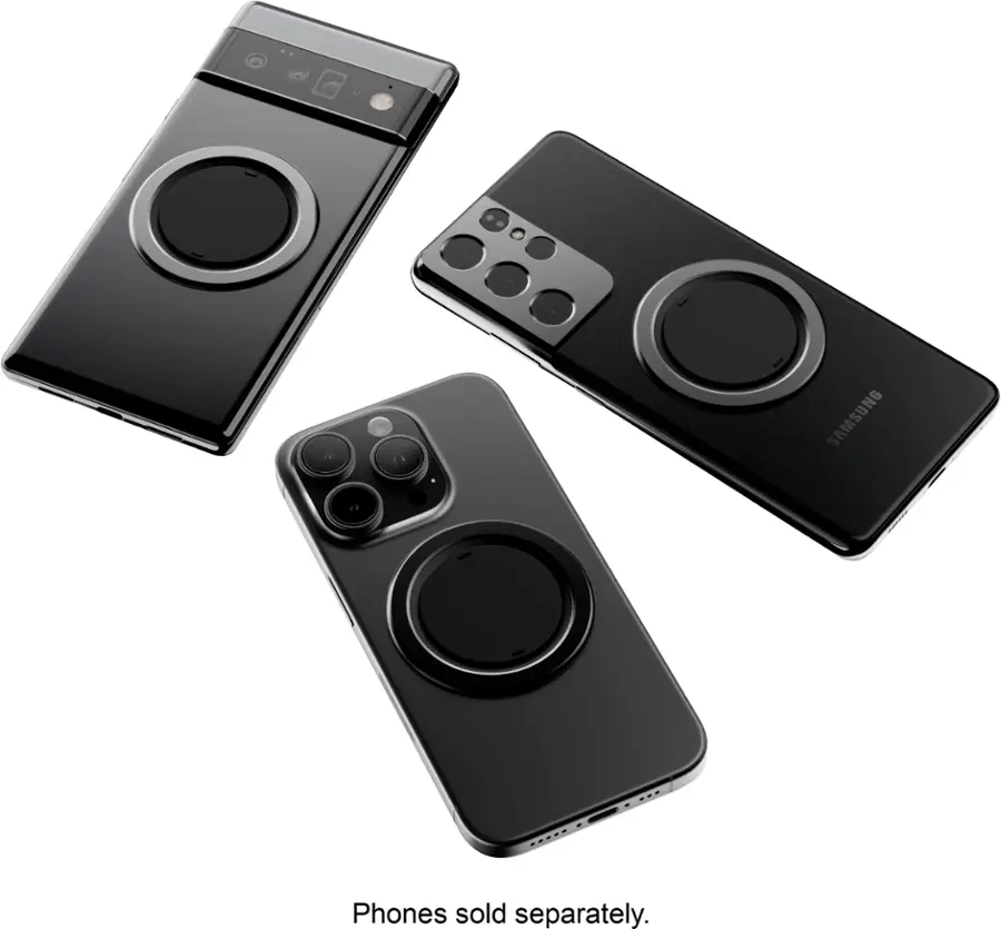Alt View 16. OhSnap - Snap 4 Luxe Magnetic Phone Grip - Ultra-Thin, Fits Any Phone, Supports MagSafe Charging - Obsidian Black.